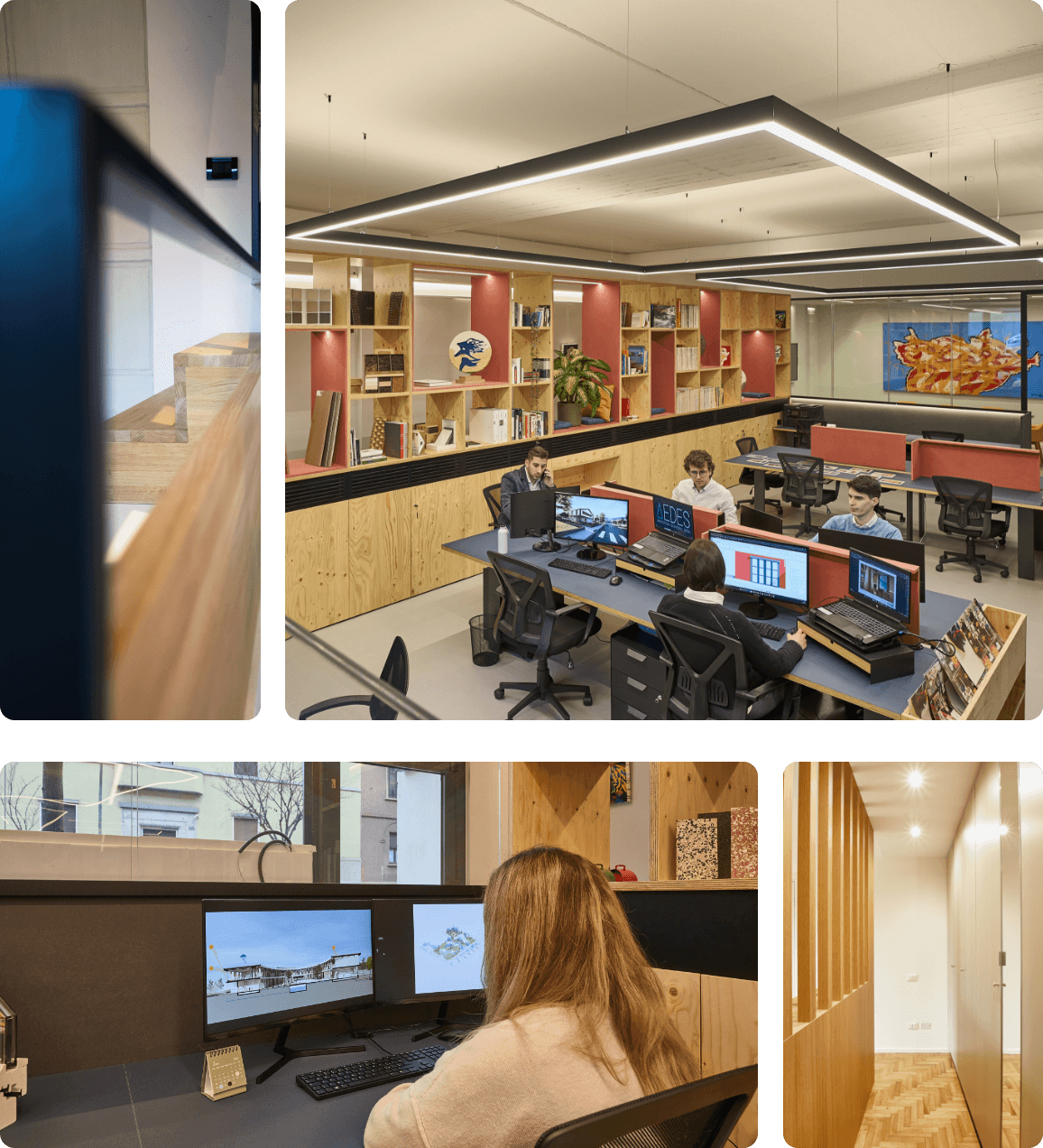 Lo studio AEDES — interni e team al lavoro